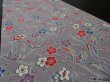 Photo2: 2V09z60 Japanese Kimono Silk  FABRIC Gray Crane 83.5" (2)