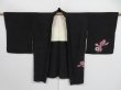 Photo6: 0825i04z520 Vintage Japanese Kimono Silk HAORI Black Cattleya (6)