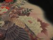 Photo3: 3A01z100 Japanese Kimono Silk  FABRIC Black Peacock 41.7" (3)