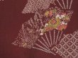 Photo6: 0603T01z590 Vintage Japanese Kimono Silk KOMON Brown Folding fan (6)