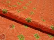 Photo4: 1A02z60 Japanese Kimono Silk SHIBORI FABRIC Orange Hemp 42.5" (4)