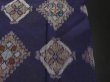 Photo6: 3F03z40 Vintage Japanese Kimono Silk MEISEN FABRIC Dark purple   59.8" (6)