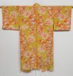 Photo1: 0731i06z310 Antique Japanese Kimono Silk Girl's Hitoe Yellow ochre Flowers (1)