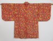 Photo2: 1208N05z400 Vintage Japanese Kimono Silk MEISEN HAORI Red Brown Flower (2)