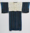 Photo6: 1328i06z450 Vintage Japanese Kimono Silk LONG HAORI COAT Dark Blue Stripe (6)