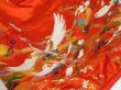 Photo3: 2214T03z4120  Japanese Kimono Silk UCHIKAKE Flying crane Tomato red (3)