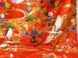 Photo6: 2214T03z4120  Japanese Kimono Silk UCHIKAKE Flying crane Tomato red (6)