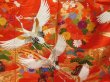 Photo7: 2214T03z4120  Japanese Kimono Silk UCHIKAKE Flying crane Tomato red (7)