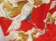 Photo3: 2214T04z3500 Vintage Japanese Kimono Silk UCHIKAKE Flying crane Red (3)