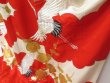 Photo4: 2214T04z3500 Vintage Japanese Kimono Silk UCHIKAKE Flying crane Red (4)