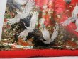 Photo5: 2214T05z4060  Japanese Kimono Silk UCHIKAKE Flying crane Red (5)