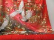 Photo6: 2214T05z4060  Japanese Kimono Silk UCHIKAKE Flying crane Red (6)