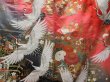 Photo7: 2214T05z4060  Japanese Kimono Silk UCHIKAKE Flying crane Red (7)