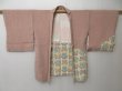 Photo5: 2301T06z610 Vintage Japanese Kimono Crepe Silk HAORI Butterfly Pink (5)