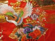 Photo8: 2304T04z4530  Japanese Kimono Silk UCHIKAKE Flying crane Tomato red (8)