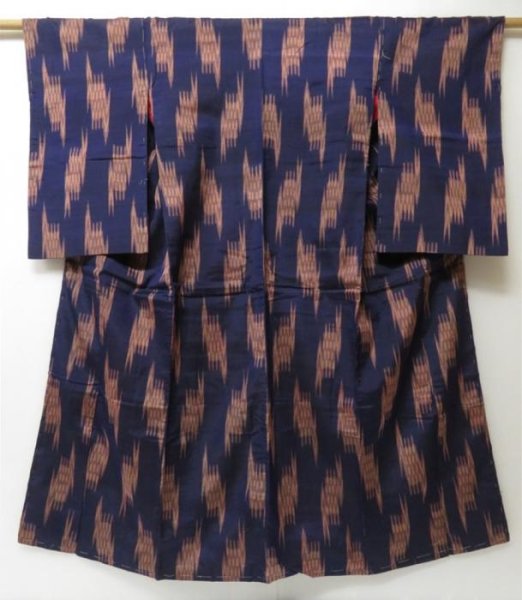 Photo1: 2311T07z690 Antique Japanese Kimono Silk MEISEN KOMON  Dark navy (1)