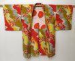 Photo6: 2323T08z500 Vintage Japanese Kimono Silk MEISEN HAORI Flower Red (6)