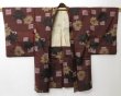 Photo5: 2330T04z360 Vintage Japanese Kimono Silk MEISEN HAORI Flower Purple-Brown (5)