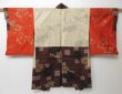 Photo7: 2330T04z360 Vintage Japanese Kimono Silk MEISEN HAORI Flower Purple-Brown (7)