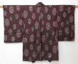 Photo1: 2330T08z510 Vintage Japanese Kimono Silk HAORI Flower Dark brown (1)