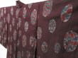 Photo2: 2330T08z510 Vintage Japanese Kimono Silk HAORI Flower Dark brown (2)