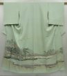 Photo1: 2401T01z1040  Japanese Kimono Silk IROTOMESODE Rock garden Soft green (1)