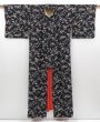 Photo8: 2422T09z630 Vintage Japanese Kimono Silk KOMON Flowers Black (8)