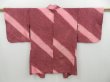 Photo1: 2505T01z400 Vintage Japanese Kimono Silk SHIBORI HAORI  Wine red (1)