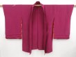 Photo5: 2724T02z570 Vintage Japanese Kimono Silk HAORI Flower Wine red (5)