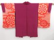 Photo6: 2724T02z570 Vintage Japanese Kimono Silk HAORI Flower Wine red (6)