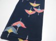 Photo2: 2C02z70  Japanese Kimono Crepe Silk  FABRIC Crane Dark navy 46.5x13.4 (2)