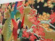 Photo2: 2803T05z1250 Antique Japanese Kimono Silk FURISODE Peacock Black (2)