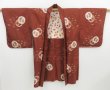 Photo5: 2805T03z440 Vintage Japanese Kimono Silk MEISEN HAORI Kasuri Red-Brown (5)