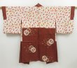 Photo7: 2805T03z440 Vintage Japanese Kimono Silk MEISEN HAORI Kasuri Red-Brown (7)