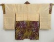 Photo6: 2805T09z490 Vintage Japanese Kimono Jinken-Synthetic HAORI  Dark yellow (6)