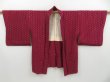 Photo5: 2806T05z450 Vintage Japanese Kimono Silk HAORI Hemp Wine red (5)