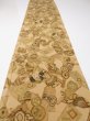 Photo6: 2M05z100  Japanese Kimono Crepe Silk  FABRIC Battle dore Light brown 63.8x14.2 (6)