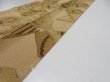 Photo6: 2M09z70  Japanese Kimono Crepe Silk  FABRIC Battle dore Light brown 79.5x6.7 (6)