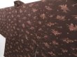 Photo2: 2820T02z490 Vintage Japanese Kimono Silk HAORI Flowers Dark brown (2)