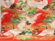 Photo5: 2916T05z3590  Japanese Kimono Silk UCHIKAKE Flying crane Tomato red (5)