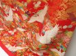 Photo4: 2916T08z3950  Japanese Kimono Silk UCHIKAKE Flying crane Red (4)