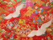 Photo8: 2916T08z3950  Japanese Kimono Silk UCHIKAKE Flying crane Red (8)