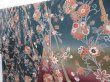 Photo2: 2908T08z980  Japanese Kimono Silk TSUKESAGE Flowers Dark cyan (2)