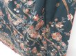 Photo4: 2908T08z980  Japanese Kimono Silk TSUKESAGE Flowers Dark cyan (4)