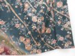 Photo6: 2908T08z980  Japanese Kimono Silk TSUKESAGE Flowers Dark cyan (6)