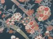 Photo8: 2908T08z980  Japanese Kimono Silk TSUKESAGE Flowers Dark cyan (8)