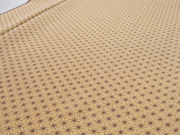 Photo1: 1G03z90  Japanese Kimono Silk  FABRIC Hemp Light brown 64.6x14.2 (1)