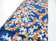 Photo3: 1G01z60  Japanese Kimono Synthetic  FABRIC Plum branch Oriental blue 41.7x13.8 (3)