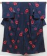 Photo1: 2919T04z920  Japanese Kimono Silk TSUMUGI Genjiguruma Dark navy (1)