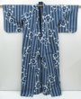 Photo8: 2919T05z450 Vintage Japanese Kimono Cotton YUKATA Flower Dark blue (8)